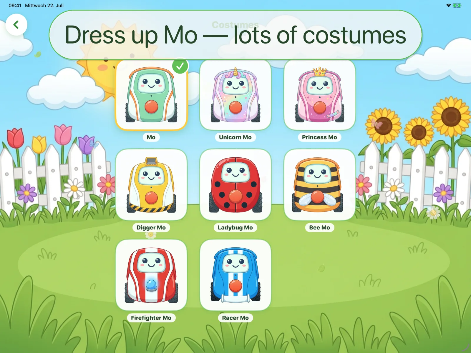 Dress up Mo — lots of costumes