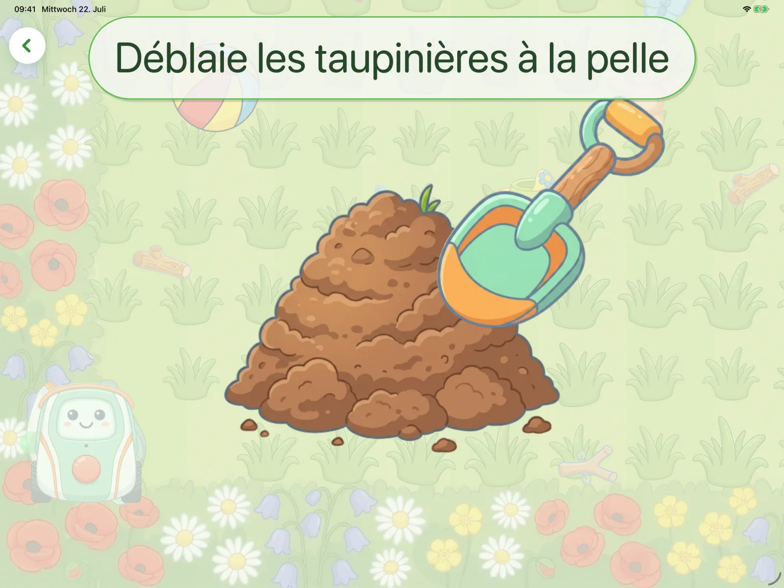 Déblaie les taupinières à la pelle